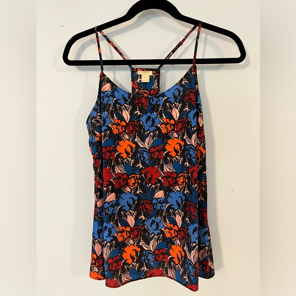 J.CREW MULTI-COLOR TULIP PRINT SPAGHETTI STRAP BLOUSE. SIZE 6 💐🌷